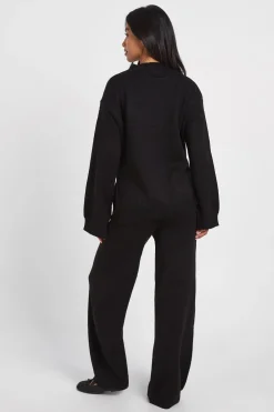 boohoo Ensemble Coordonné Petite En Maille Douce Synthétiquell Et Pantalon Évasé<Femme Pulls Et Gilets|Toutes Les Mailles