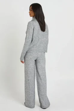 Ensemble Coordonné Petite En Maille Douce Avec Synthétiquell Zippé Et Pantalon Droit