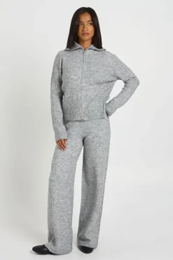 Ensemble Coordonné Petite En Maille Douce Avec Synthétiquell Zippé Et Pantalon Droit