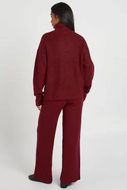 boohoo Ensemble Coordonné Petite Synthétiquell Oversize En Maille Épaisse Avec Col Zippé Et Pantalon<Femme Pulls Et Gilets|Toutes Les Mailles