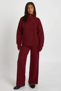 boohoo Ensemble Coordonné Petite Synthétiquell Oversize En Maille Épaisse Avec Col Zippé Et Pantalon<Femme Pulls Et Gilets|Toutes Les Mailles