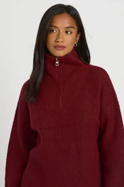 boohoo Ensemble Coordonné Petite Synthétiquell Oversize En Maille Épaisse Avec Col Zippé Et Pantalon<Femme Pulls Et Gilets|Toutes Les Mailles
