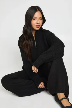 boohoo Ensemble Coordonné Petite Synthétiquell Surdimensionné Ultra Doux Col Zippé Et Pantalon Large<Femme Pulls Et Gilets|Toutes Les Mailles
