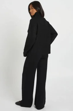Ensemble Coordonné Petite Synthétiquell Oversize Grosse Maille Col Zippé Et Pantalon