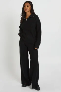 Ensemble Coordonné Petite Synthétiquell Oversize Grosse Maille Col Zippé Et Pantalon
