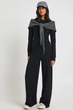 Ensemble Coordonné Petite Taille Côtelé Haut Manches Longues Boutonné Et Pantalon Jambes Larges