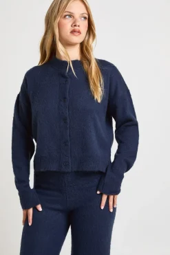 Ensemble Coordonné Petite Taille Cardigan Boutonné En Maille Douce Et Pantalon Jambes Larges