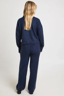 Ensemble Coordonné Petite Taille Cardigan Boutonné En Maille Douce Et Pantalon Jambes Larges