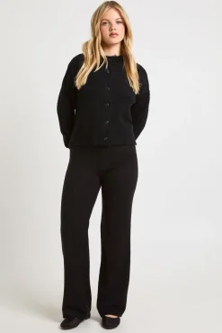 Ensemble Coordonné Petite Taille Cardigan Boutonné En Maille Douce Et Pantalon Jambes Larges