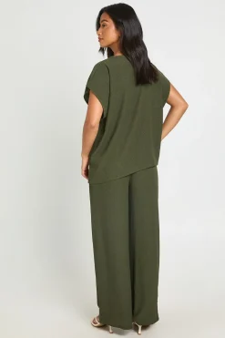 boohoo Ensemble Coordonné Petite Top Ourlet Asymétrique Froissé Et Pantalon Jambe Droite<Femme Ensembles