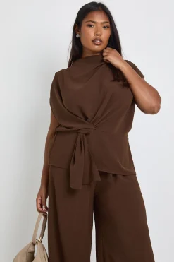 Ensemble coordonné Plus : blouse drapée tissée et pantalon