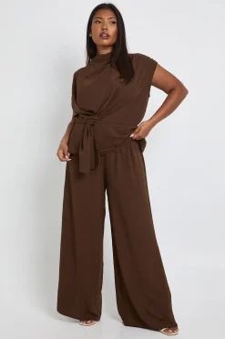 Ensemble coordonné Plus : blouse drapée tissée et pantalon