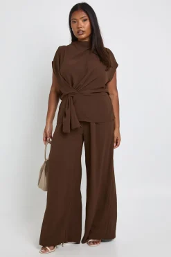 Ensemble coordonné Plus : blouse drapée tissée et pantalon