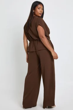 Ensemble coordonné Plus : blouse drapée tissée et pantalon