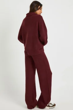 Ensemble coordonné pour grande taille : cardigan tricoté épais à col rond ultra doux et pantalon à jambes larges