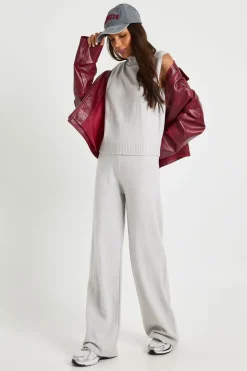 Ensemble coordonné pour personnes de grande taille : débardeur en maille ultra douce à col fendu et pantalon à jambe droite