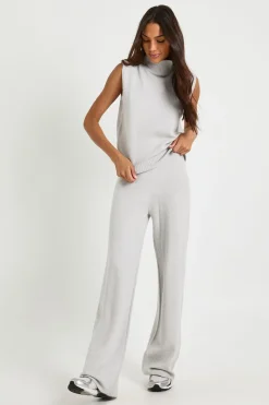 Ensemble coordonné pour personnes de grande taille : débardeur en maille ultra douce à col fendu et pantalon à jambe droite