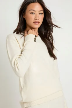 Ensemble coordonné pour personnes de grande taille : pull oversize ultra-doux avec détails de poignets boutonnés et pantalon à jambes larges