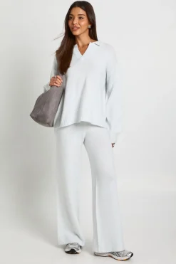 boohoo Ensemble coordonné pull en maille super douce à col en V et pantalon à jambe droite<Femme Pulls Et Gilets|Toutes Les Mailles