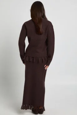 boohoo Ensemble coordonné : pull oversize et jupe tricotée à ourlet orné de petites pampilles<Femme Pulls Et Gilets|Toutes Les Mailles