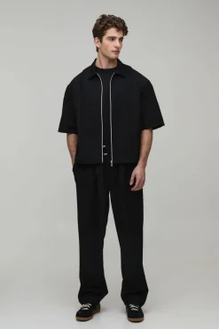 boohooMAN Ensemble Coordonné Surchemise À Manches Courtes Avec Fermeture Éclair Et Détails Plissés<Homme Ensembles