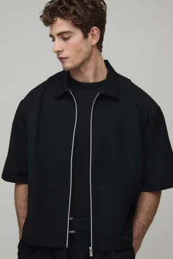 boohooMAN Ensemble Coordonné Surchemise À Manches Courtes Avec Fermeture Éclair Et Détails Plissés<Homme Ensembles