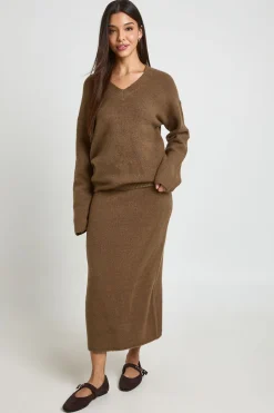 boohoo Ensemble Coordonné Synthétiquell Col V Et Jupe Midi<Femme Ensembles