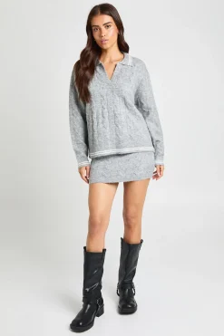 boohoo Ensemble Coordonné Synthétiquell Tricoté À Col Et Mini-jupe Torsadés<Femme Pulls Et Gilets|Toutes Les Mailles