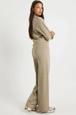 Ensemble Coordonné Synthétiquell Court En Maille Ultra Douce Et Pantalon Large