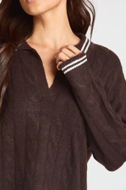 Ensemble Coordonné Synthétiquell Maille Torsadée Col Polo Et Mini-jupe