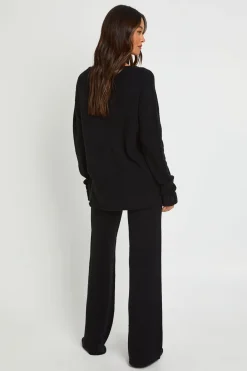 boohoo Ensemble Coordonné Synthétiquell Long Col V À Poignets Boutonnés Et Pantalon Large<Femme Pulls Et Gilets|Toutes Les Mailles