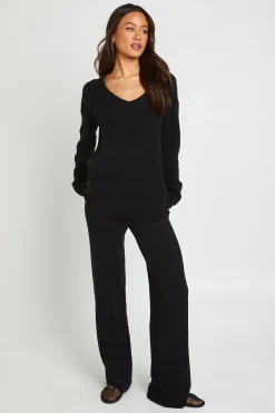 boohoo Ensemble Coordonné Synthétiquell Long Col V À Poignets Boutonnés Et Pantalon Large<Femme Pulls Et Gilets|Toutes Les Mailles