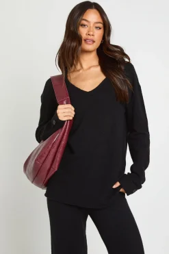 boohoo Ensemble Coordonné Synthétiquell Long Col V À Poignets Boutonnés Et Pantalon Large<Femme Pulls Et Gilets|Toutes Les Mailles
