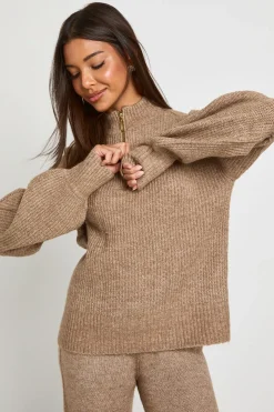 Ensemble Coordonné Synthétiquell Oversize Ultra Doux Col Zippé Et Pantalon Large