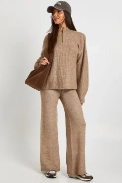 Ensemble Coordonné Synthétiquell Oversize Ultra Doux Col Zippé Et Pantalon Large