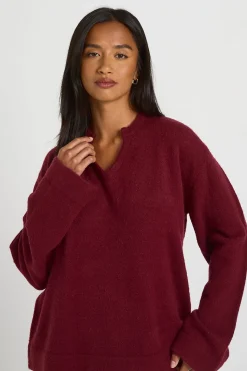 Ensemble Coordonné Synthétiquell Col V Détaillé Et Pantalon Large Petite