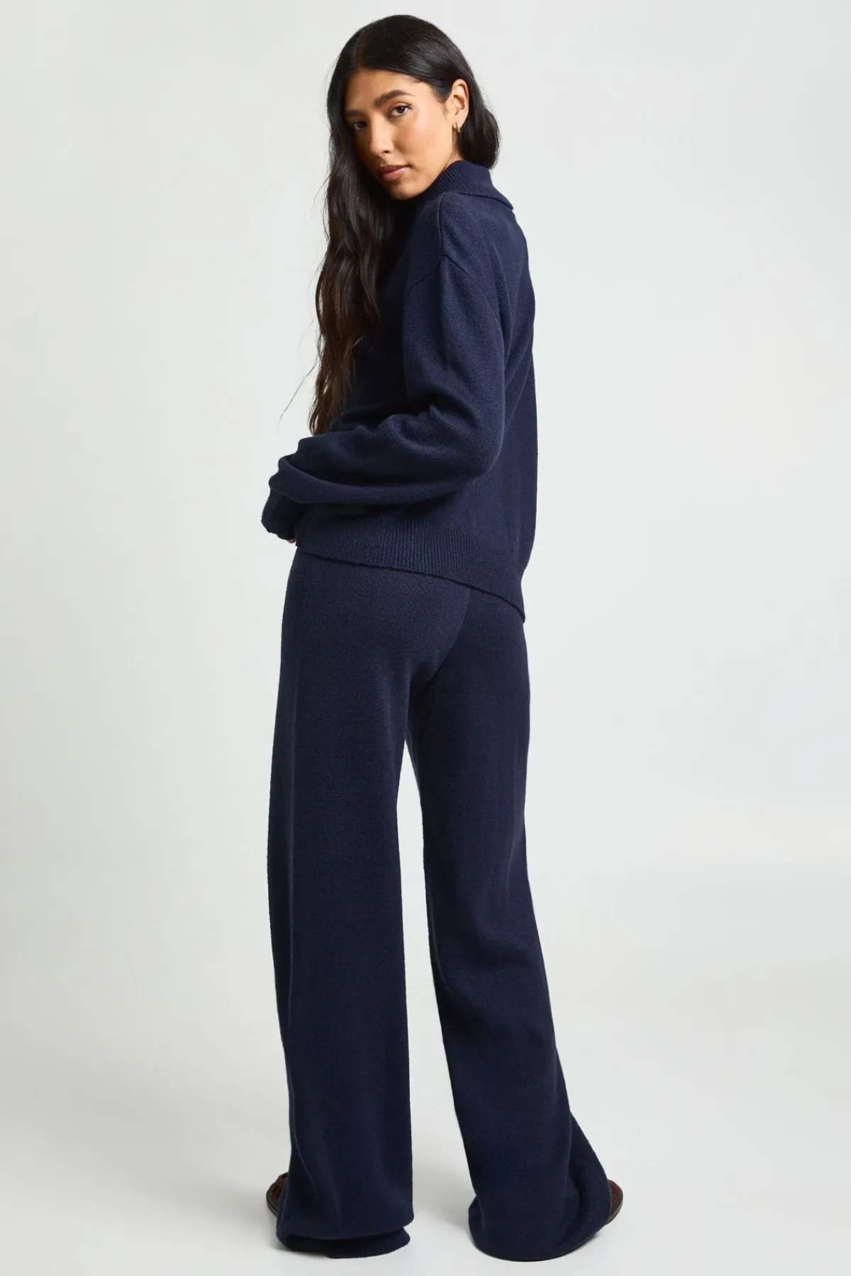 boohoo Ensemble Coordonné Synthétiquell Oversize en Maille Épaisse avec Détail Col et Pantalon Large Taille Haute<Femme Pulls Et Gilets|Toutes Les Mailles