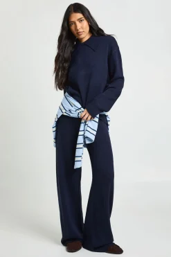 boohoo Ensemble Coordonné Synthétiquell Oversize en Maille Épaisse avec Détail Col et Pantalon Large Taille Haute<Femme Pulls Et Gilets|Toutes Les Mailles