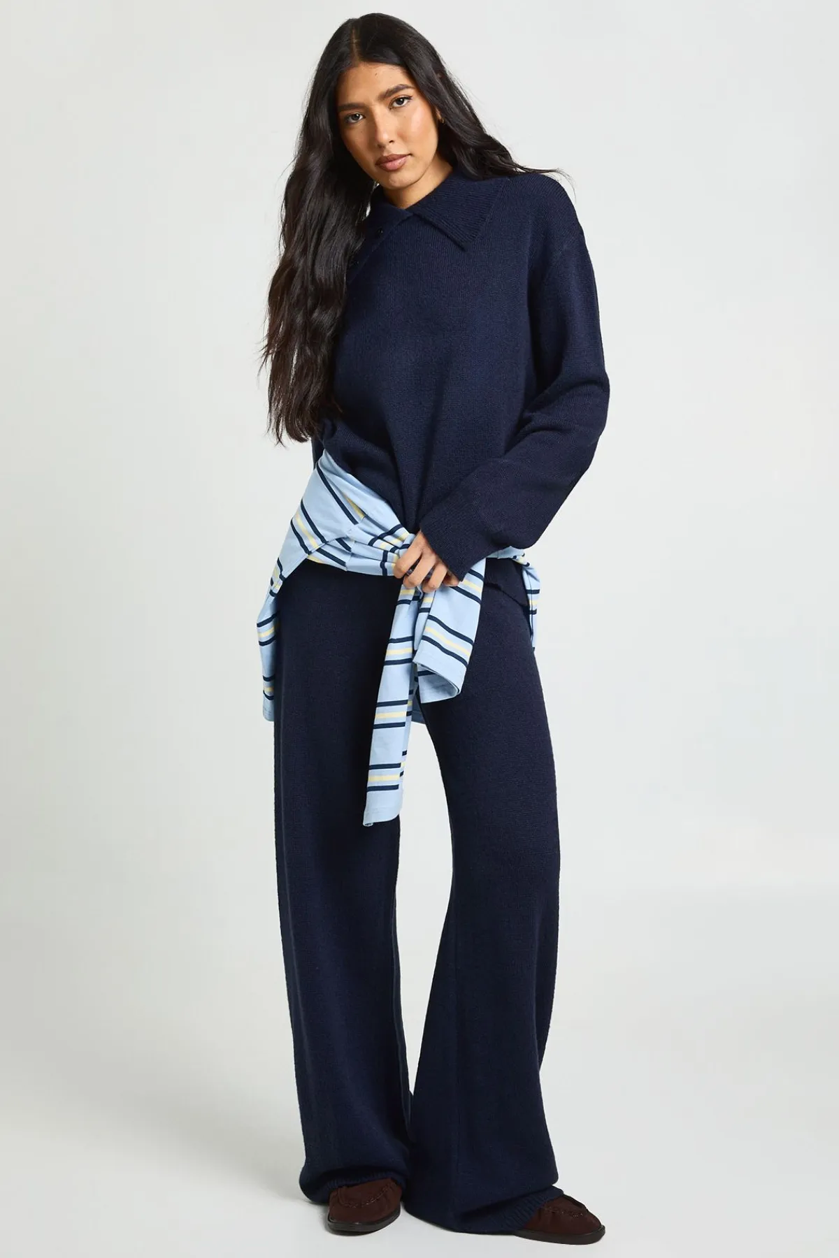 boohoo Ensemble Coordonné Synthétiquell Oversize en Maille Épaisse avec Détail Col et Pantalon Large Taille Haute<Femme Pulls Et Gilets|Toutes Les Mailles