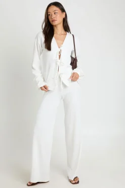 boohoo Ensemble Coordonné Tall Blouse Froncée À Liens Et Pantalon<Femme Ensembles