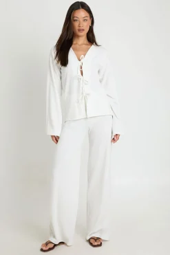 boohoo Ensemble Coordonné Tall Blouse Froncée À Liens Et Pantalon<Femme Ensembles