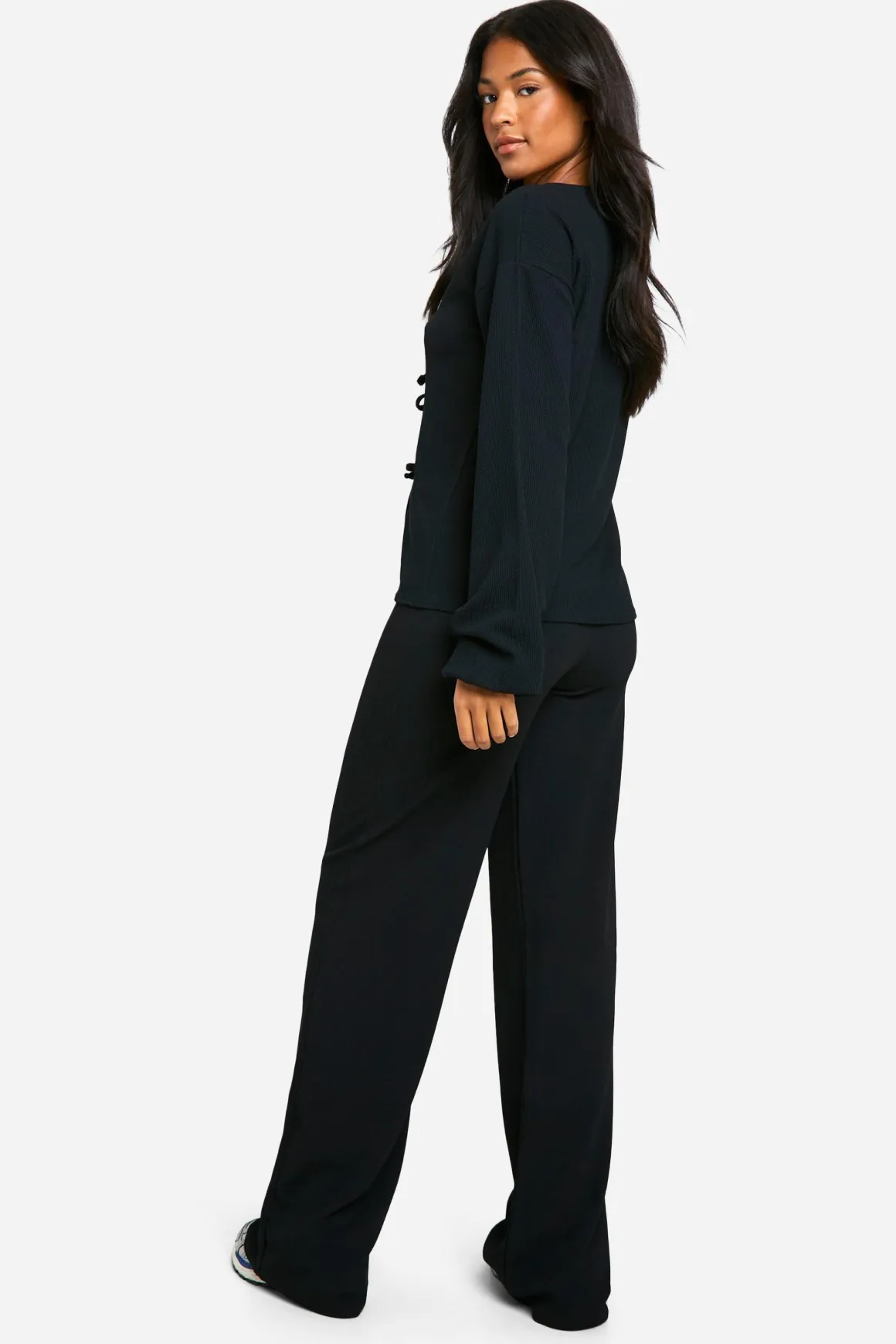 Ensemble Coordonné Tall Blouse Froissée à Nœud et Pantalon