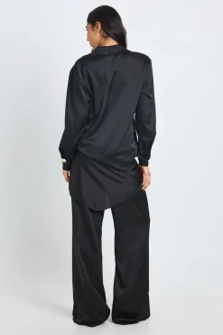 Ensemble Coordonné Tall Chemise Et Pantalon En Satin Avec Taille Nouée