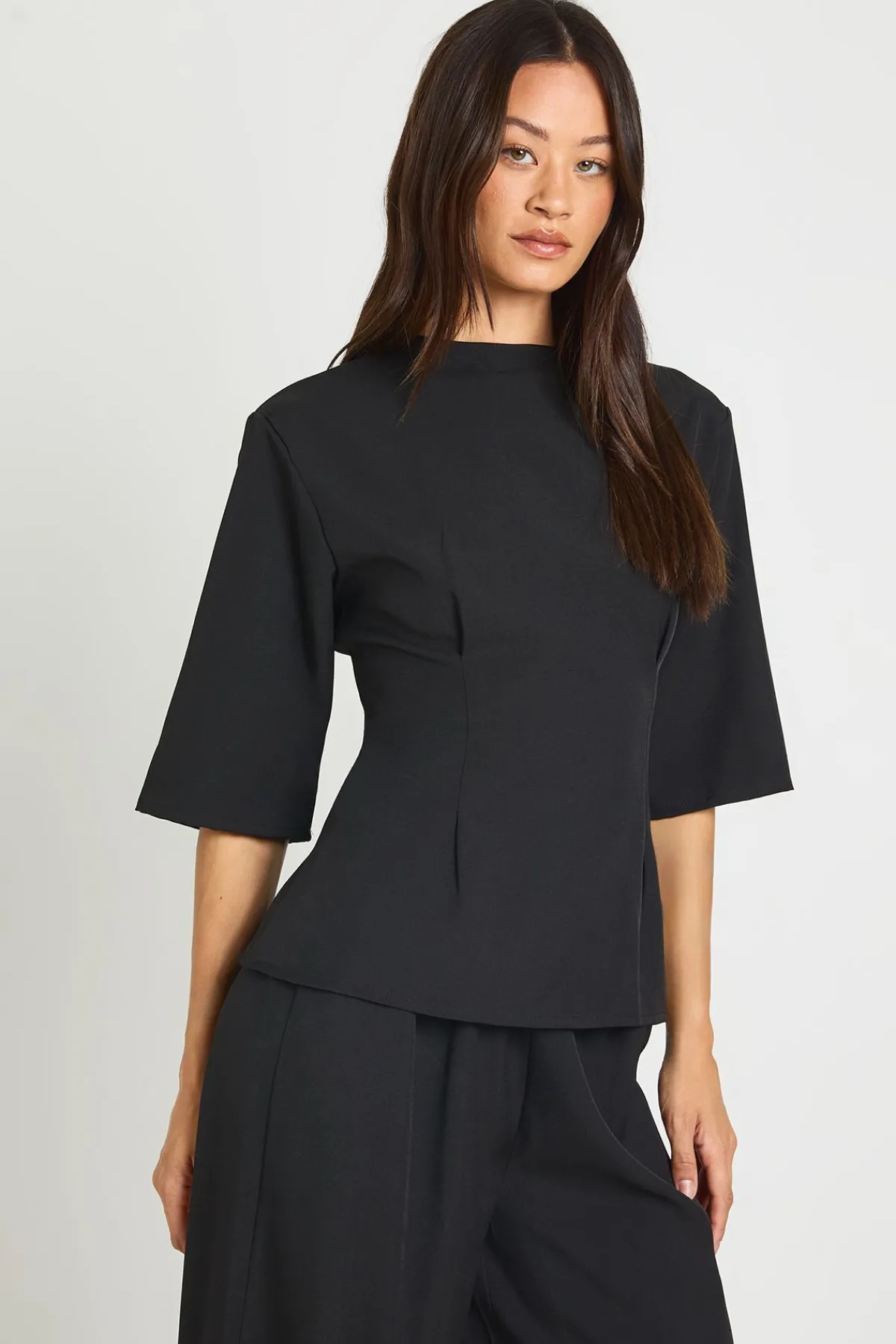 boohoo Ensemble Coordonné Tall Haut Chiné À Taille Cintrée Et Pantalon Large Tissé<Femme Ensembles