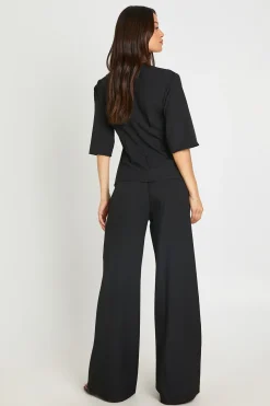 boohoo Ensemble Coordonné Tall Haut Chiné À Taille Cintrée Et Pantalon Large Tissé<Femme Ensembles