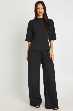 boohoo Ensemble Coordonné Tall Haut Chiné À Taille Cintrée Et Pantalon Large Tissé<Femme Ensembles