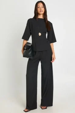 boohoo Ensemble Coordonné Tall Haut Chiné À Taille Cintrée Et Pantalon Large Tissé<Femme Ensembles
