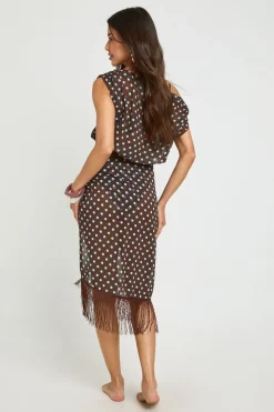 Ensemble Coordonné Top Asymétrique À Pois Et Paréo À Franges