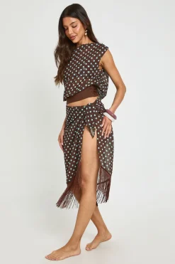 Ensemble Coordonné Top Asymétrique À Pois Et Paréo À Franges
