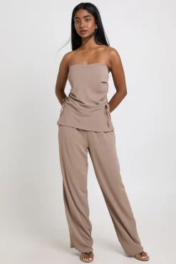 boohoo Ensemble Coordonné Top Bandeau Froncé Et Pantalon<Femme Ensembles